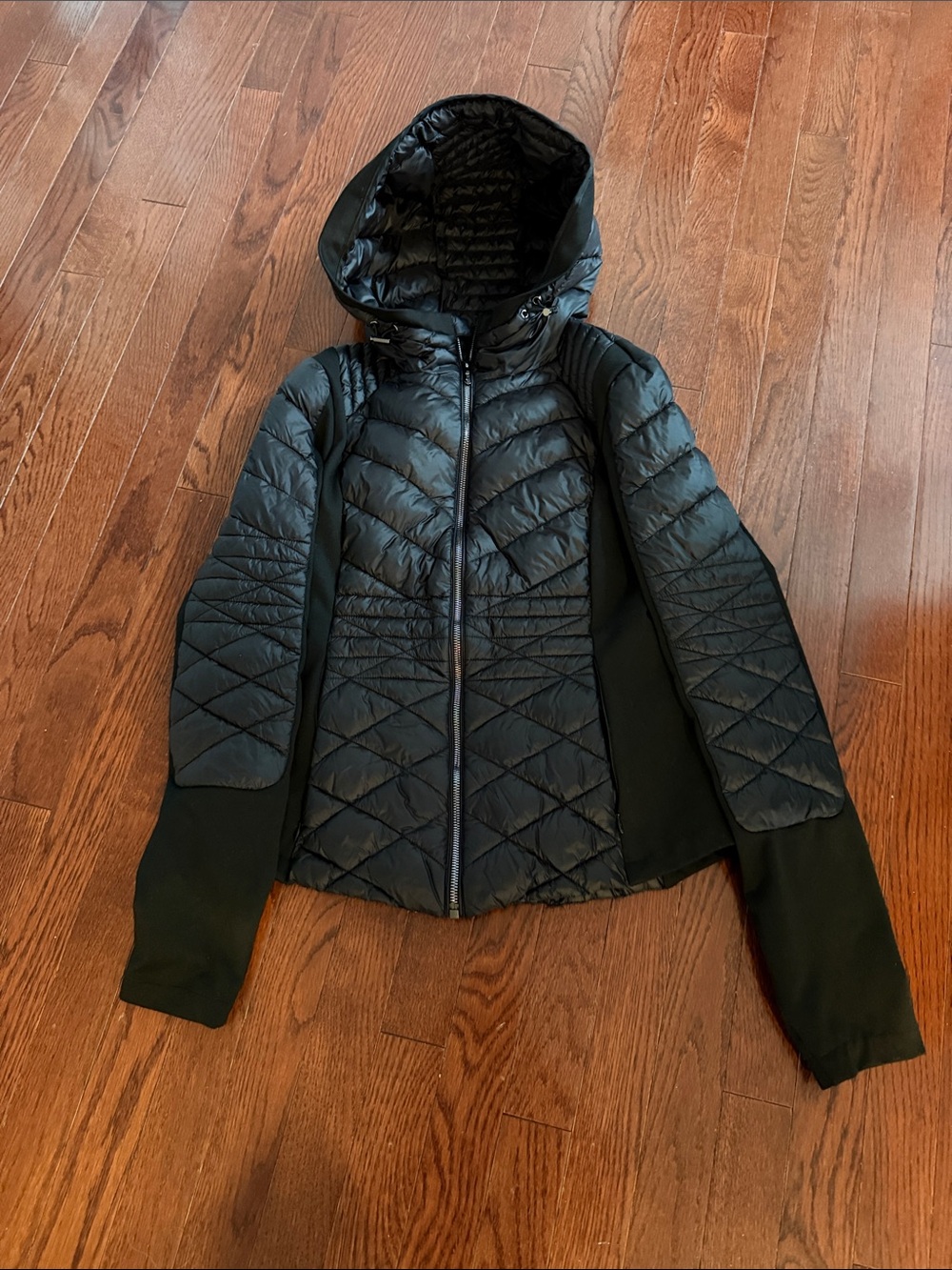 Zella Black Quilted Hooded Puffer Jacket